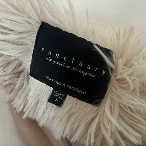 Sanctuary Cream Shaggy Faux Fur Jacket Fluffy Size Small - Picture 6 of 8